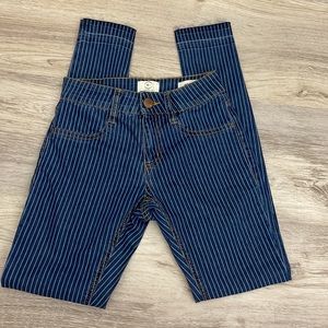 91 Cotton On Blue & White Striped Mid Rise Jeggings Size 2